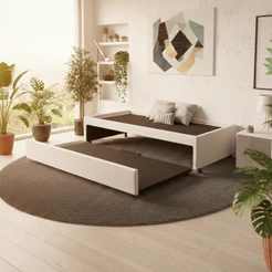 Bicama Box para Dois Colchões Solteiro Courino Branco 88x188