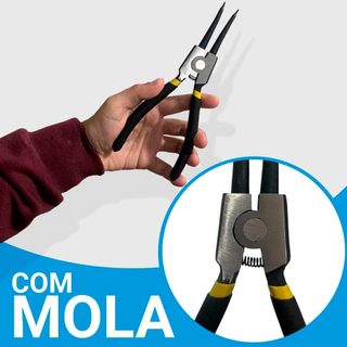 Alicate Profissional para Anéis Elásticos Externos 7 Pol Bico Curvo Aço Reforçado