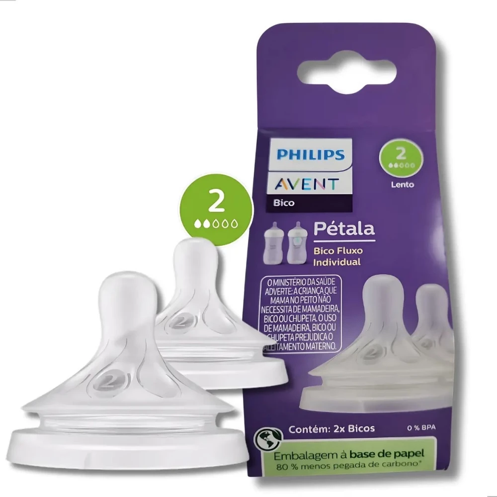 Bico Mamadeira Avent Pétala 3.0 N°2 0m+ 2 Unidades Philips