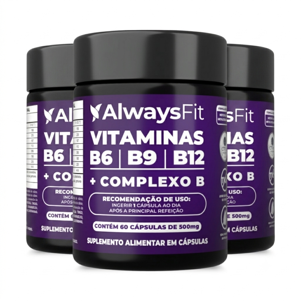 Kit 3 Complexo B - AlwaysFit - Forma Ativa B6 B9 (Metilfolato) B12 (Metilcobalamina)