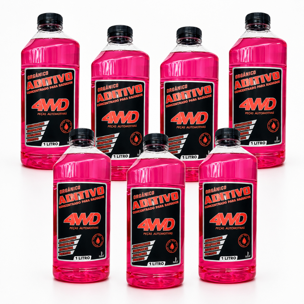 Kit 6 Aditivo Rosa Radiador Orgânico Concentrado Liquido de Arrefecimento Anticorrosivo