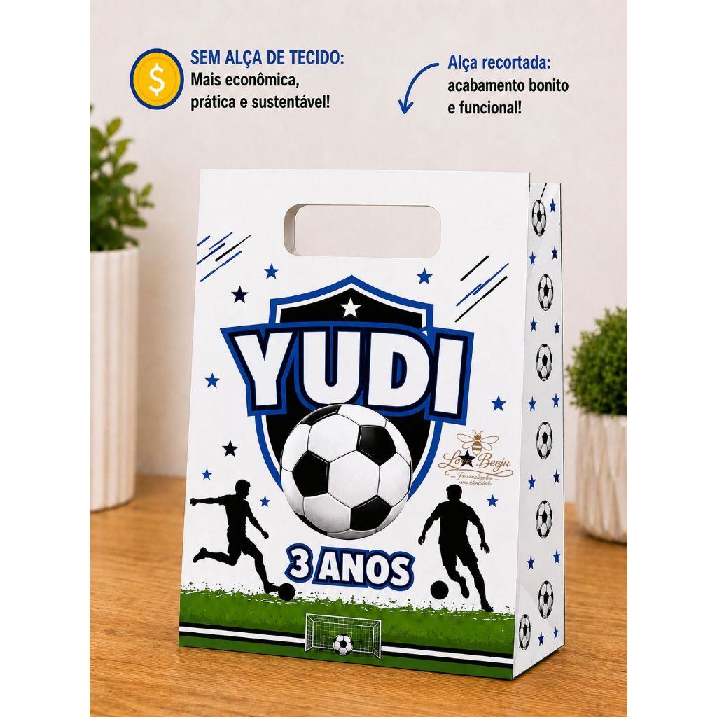 Sacolinhas Personalizadas Lembrancinhas Futebol | Sacolas Festa Infantil C/Nome RECORTE/MONTE