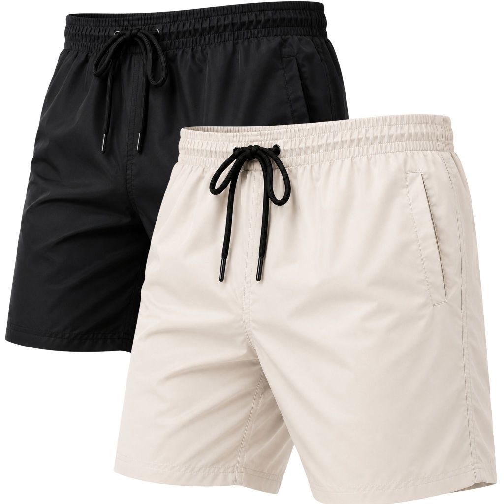 Kit 2 Bermudas Masculinas Básico Liso em Tactel Elastano Academia Treino Leve Confortável