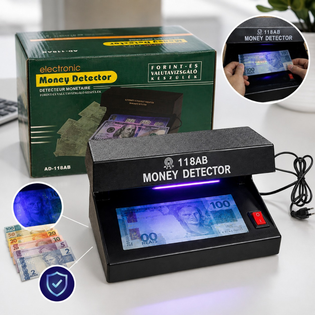 Detector Identificador De Notas Cédulas Falsas Uv Luz Negra