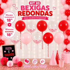 Kit 10 Balões Bubble 18 Polegadas Transparente + Bexigas 18 Pol Escolha a Cor Festa Temática