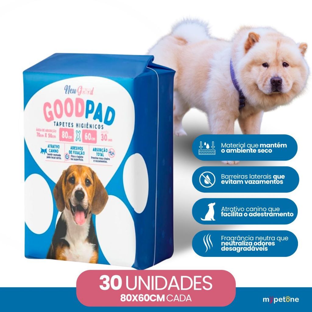 Tapete Higiênico Good Pad 80x60cm 30 Unidades para cachorro