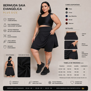 Bermuda Saia Evangélica Plus Size - Liberdade e Modéstia para Seus Treinos