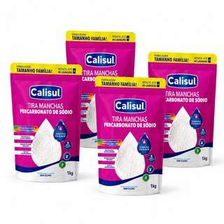 Kit 2/3/4 un. Percarbonato de Sódio 1Kg Calisul Oxigênio Ativo Tira Manchas Clareador Sem Cloro Biodegradável