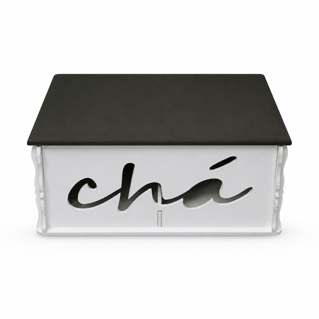 Caixa para Chás 100% MDF (18x13x08) Marrom Café/Branco