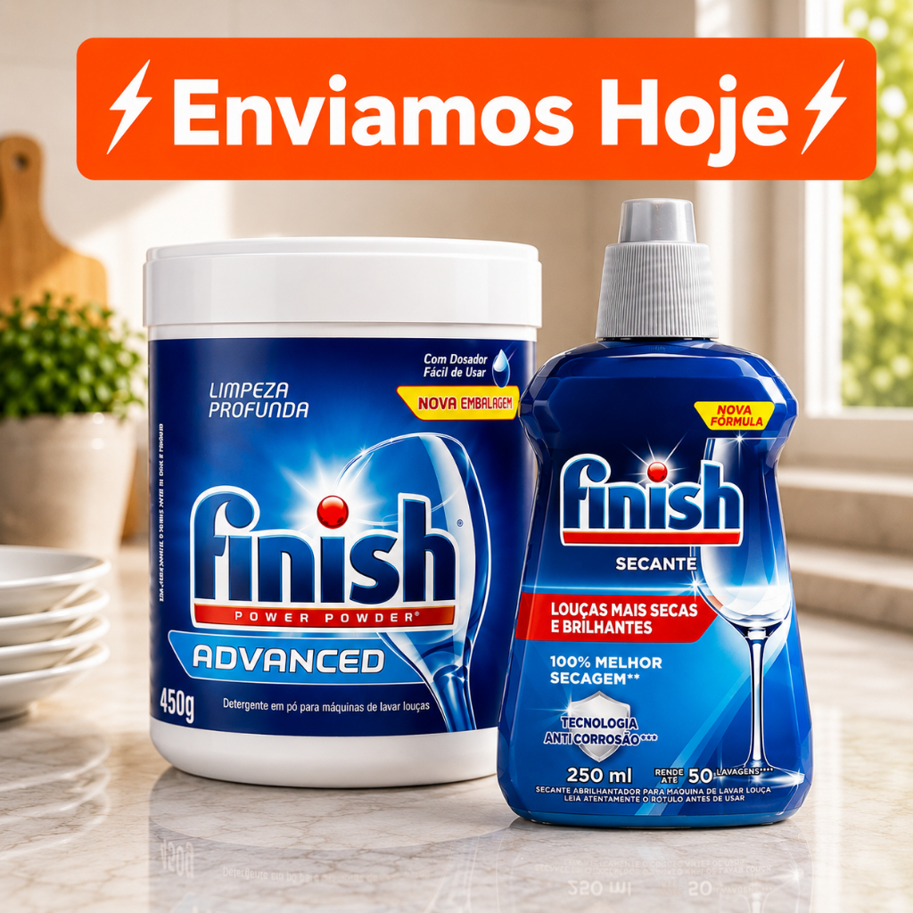 Kit Finish Detergente Pó 450g E Secante Abrilhantador 250ml Lava Louças  - Validade 2029 Original