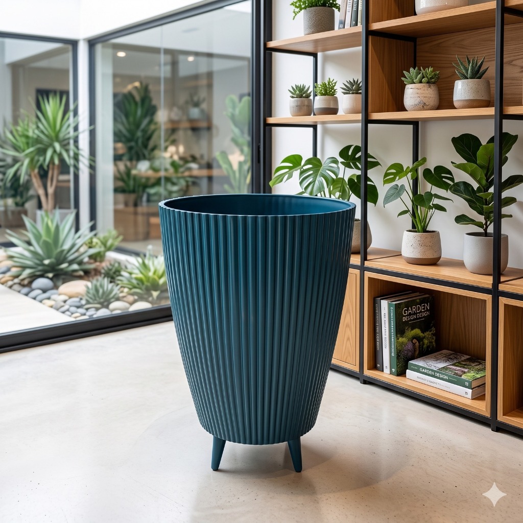 Vaso Decorativo Canelado Coluna Terra Cota - Design Moderno e Material Resistente