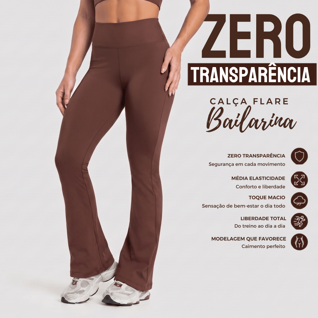 Calça Legging Flare ZERO TRANSPARÊNCIA Feminina Cintura Alta Cós Duplo  Academia Fitness Yoga