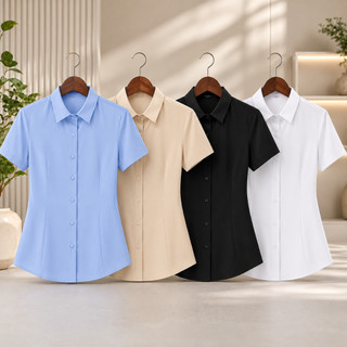 Camisa PLUS SIZE Uniforme Feminina Camisa social manga Curta Feminina Uniforme Casual Elegante importado