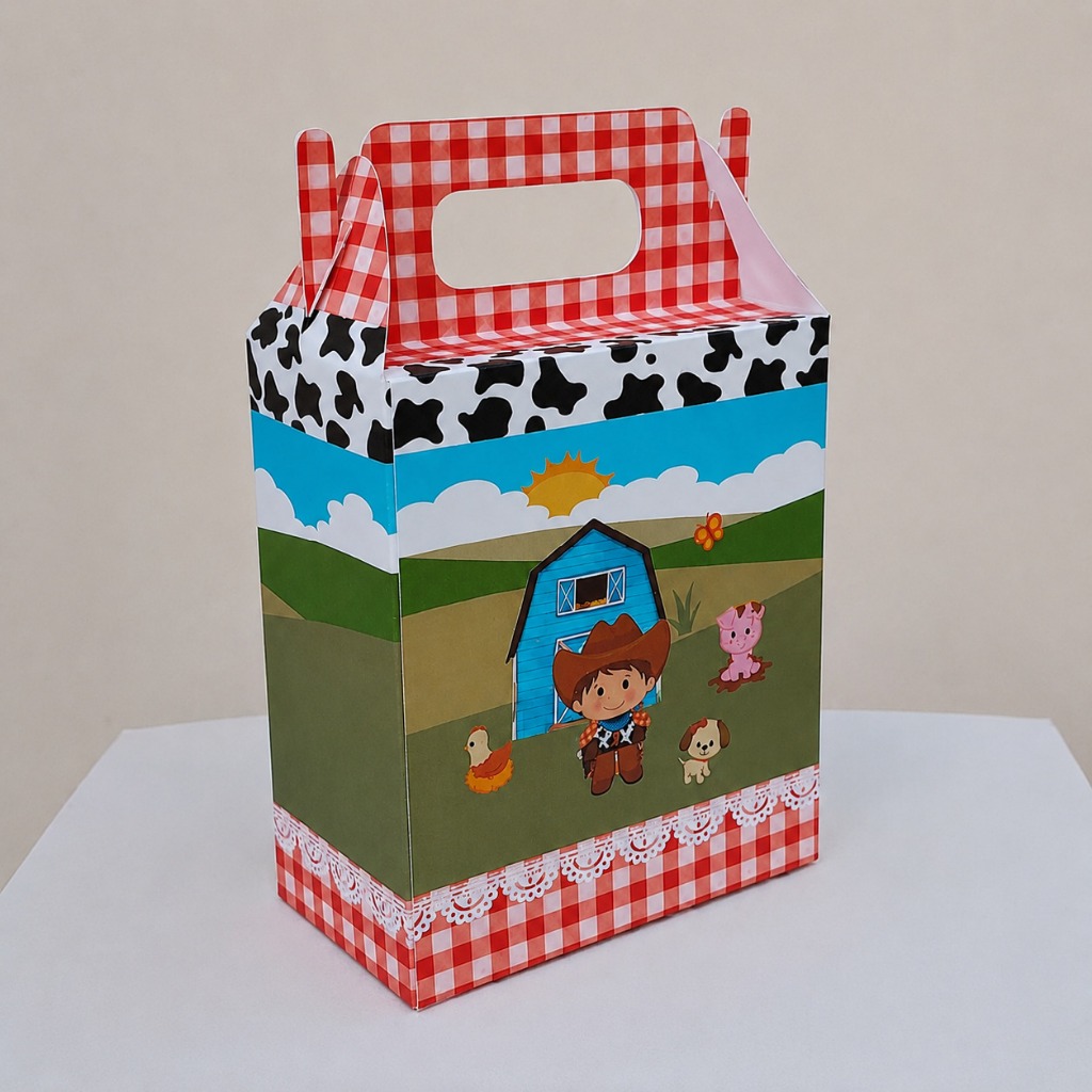 ENVIO RÁPIDO Caixa maleta Festa FAZENDINHA AZUL Personalizado Lembrancinhas Caixinhas Personalizadas PEGUE MONTE