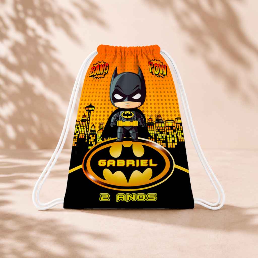 10 Mochila Personalizada Infantil 18x26 Sacolinhas Surpresa Festa Aniversário Lembrancinha Batman Cute M2