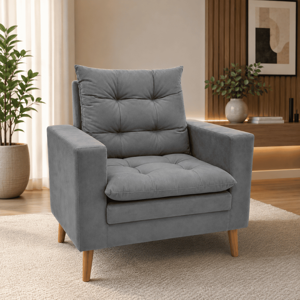 Poltrona Maite Decorativa Suede Moderna Confortável Para Quarto