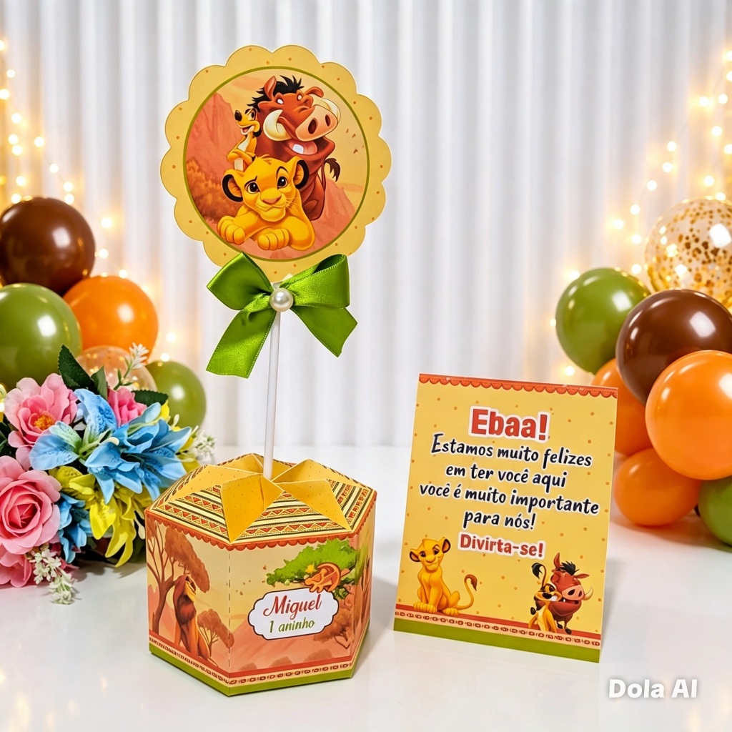 Centro de mesa O Rei Leão Plaquinha Enfeite de mesa Lembrancinha | Festa Infantil | Personalizados