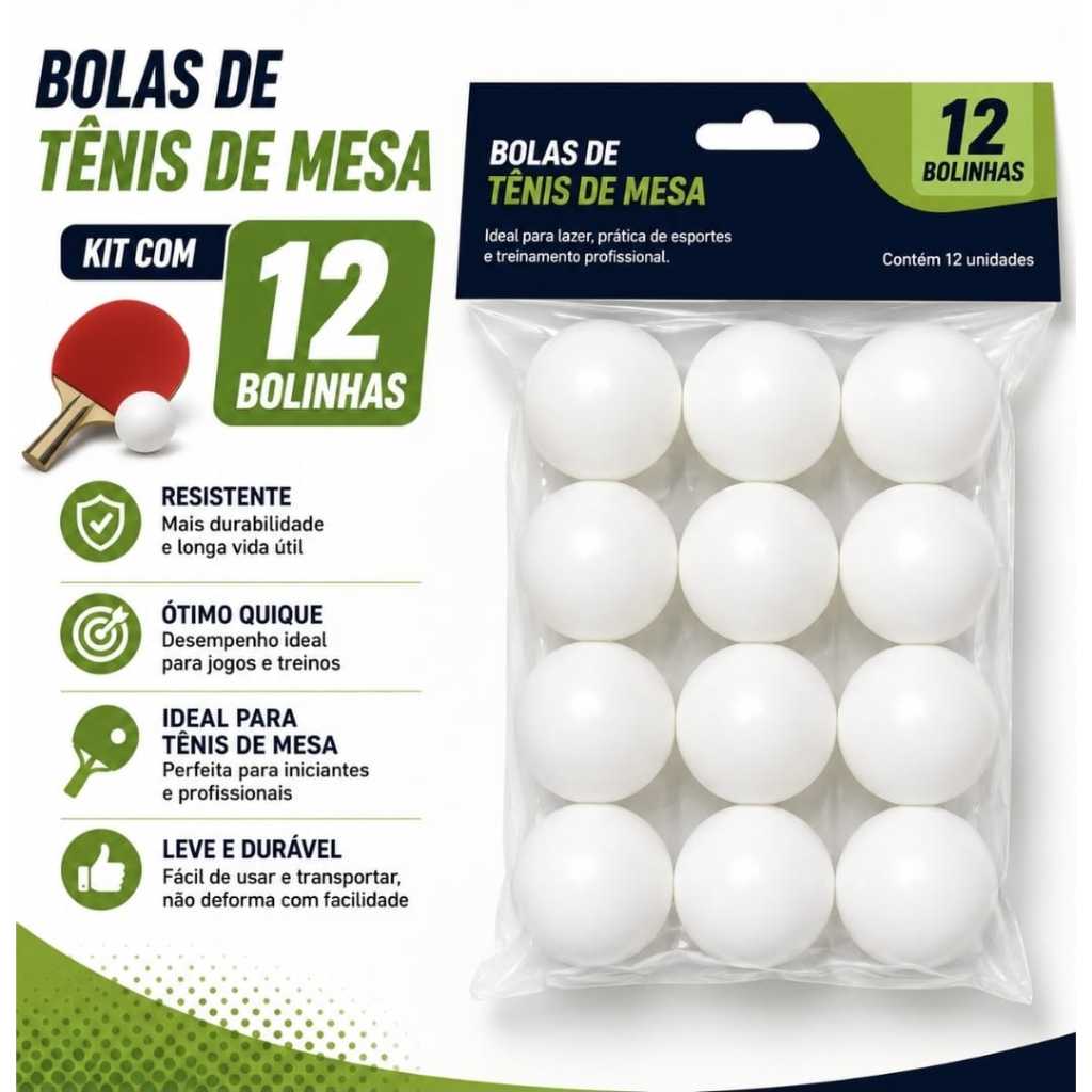 Bolinha De Ping Pong ,Para Jogos De Tênis De Mesa Com 12 Unidades