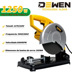 Serra de Corte Rápida Policorte 8'' 1250W DEWEN 205MM 5000rpm Profissional Serra Circular【127V/220V】