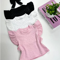 Blusa cropped de brilho infantil menina modinha Verão mini diva Blogueirinha