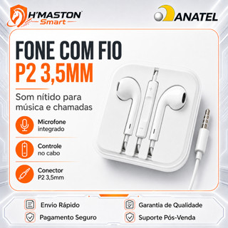 H'Maston Fone De Ouvido Com Fio P2 3.5mm Fone Com Fio Fone De Ouvido Iphone Fone De Ouvido Com Microfone Fone De Fio