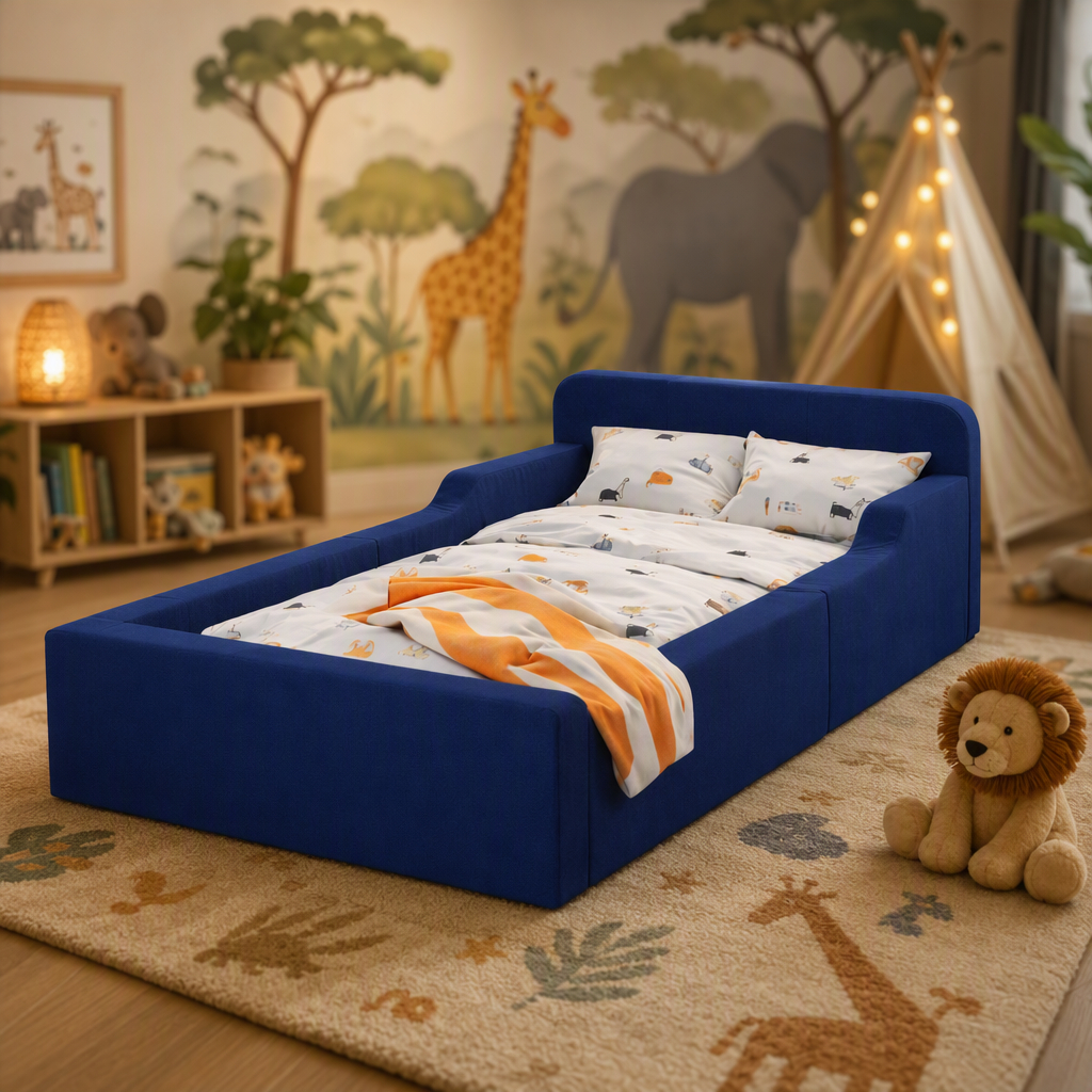 Cama Solteiro Infantil Montessoriana 100% Espuma P/ Menino Menina Sem Colchão Segurança E Conforto