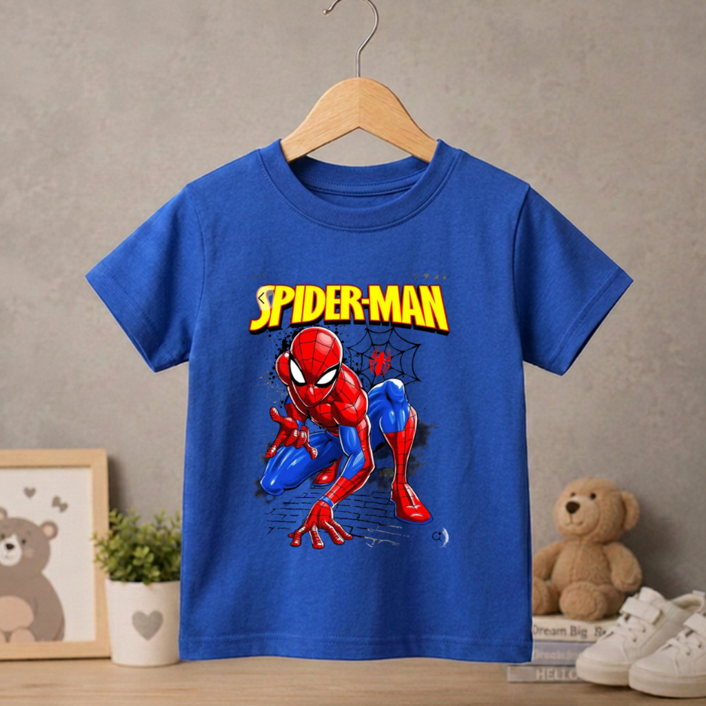 Camiseta Infantil Masculina Super-Herói Estampada Aracnídeo Roupa Infantil Confortável