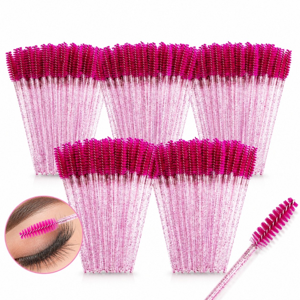 Kit 50/100/250 Escovinhas de Cílios e Sobrancelhas Glitter Descartáveis para Alongamento