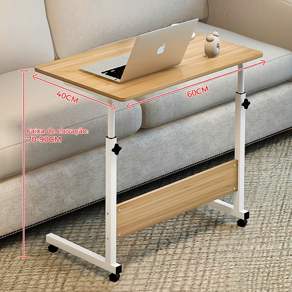 Mesa Mutiuso Mesinha Notebook Com Altura Regulavel e Rodinhas Tablet Cama Sofá Ajustavel — imagem 2 de 2