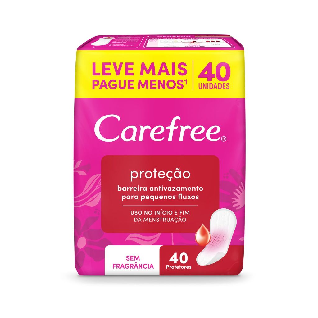 CAREFREE® Protetor Diário Proteção sem fragrância 40 unidades