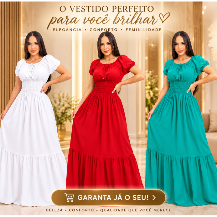Vestido Feminino-Ciganinha Longo***Viscolinho Tendência Moda Evangélica Com Elastex na cintura