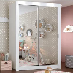 Guarda-Roupa Infantil Madesa Bento 2 Portas de Correr de Espelho 2 Gavetas