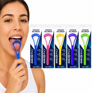 Kit 5 Higienizador de Língua Removedor de Saburra Limpador Bucal Reutilizável