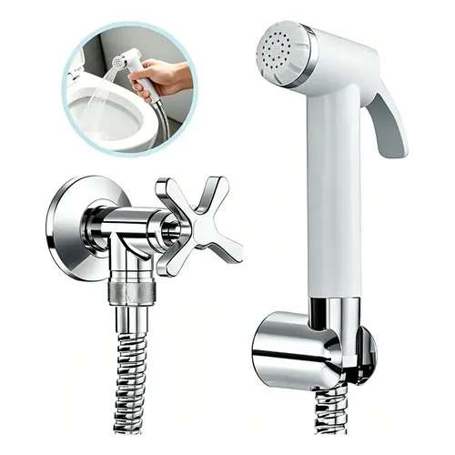 Ducha Higiênica Preta Metal Banheiro Completa com Registro 1/4 Volta Gatilho Met