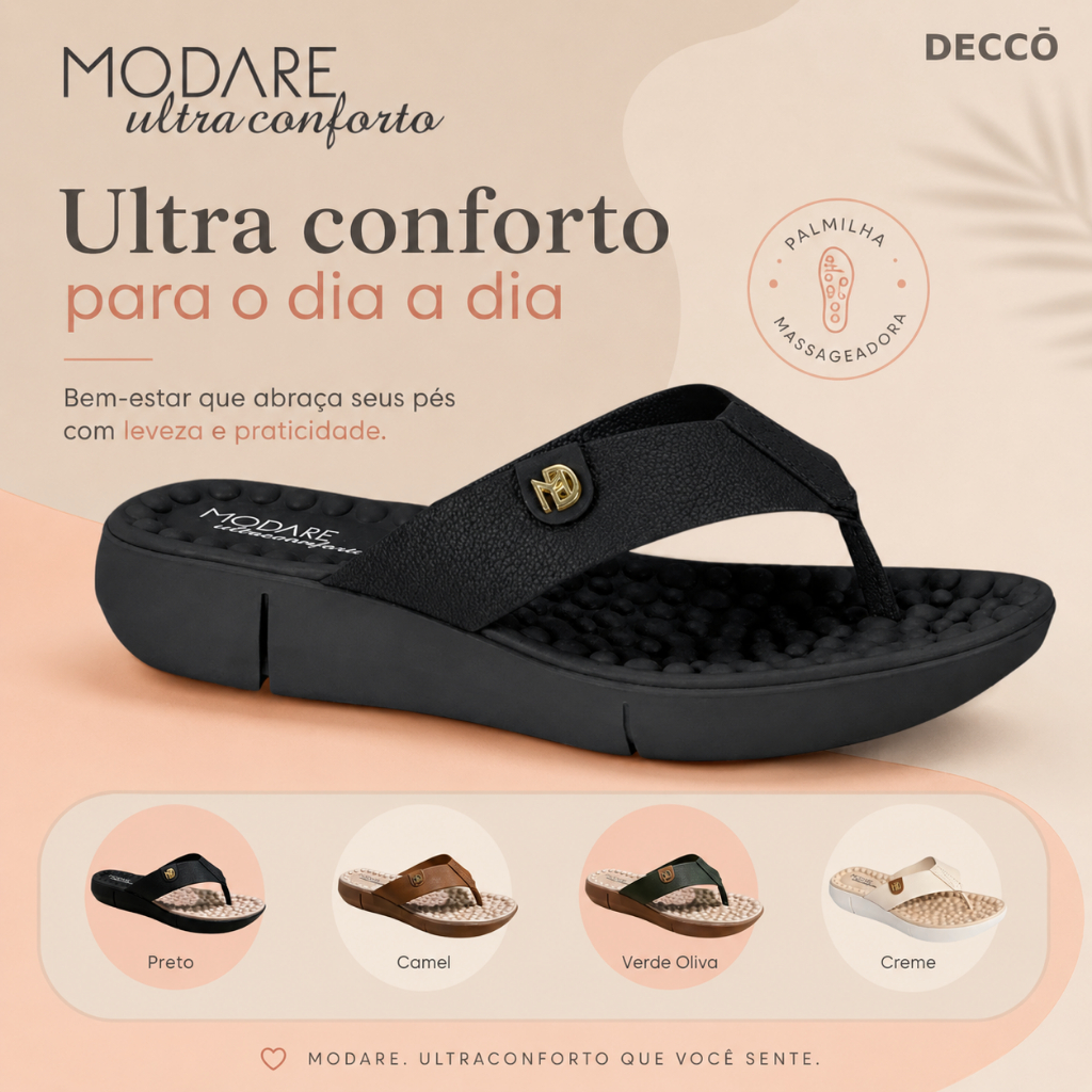 Chinelo Ortopédico Feminino Modare Palmilha Reflex Sense com Esferas Massageador