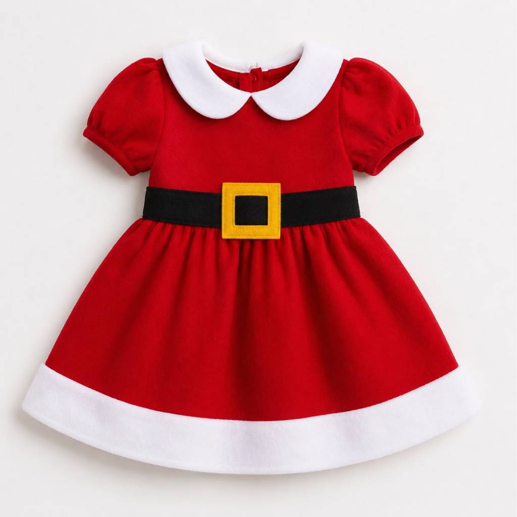Vestido Natalino Infantil com Tiara – Confortável e Encantador