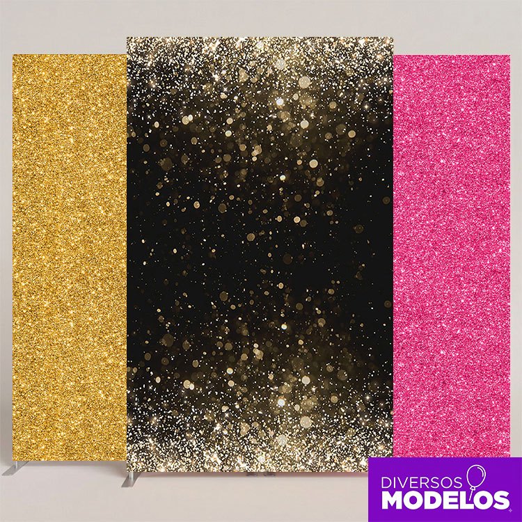 Painel Retangular Glitter Decoração de Festa Painel Shimmer Sublimado Em Tecido