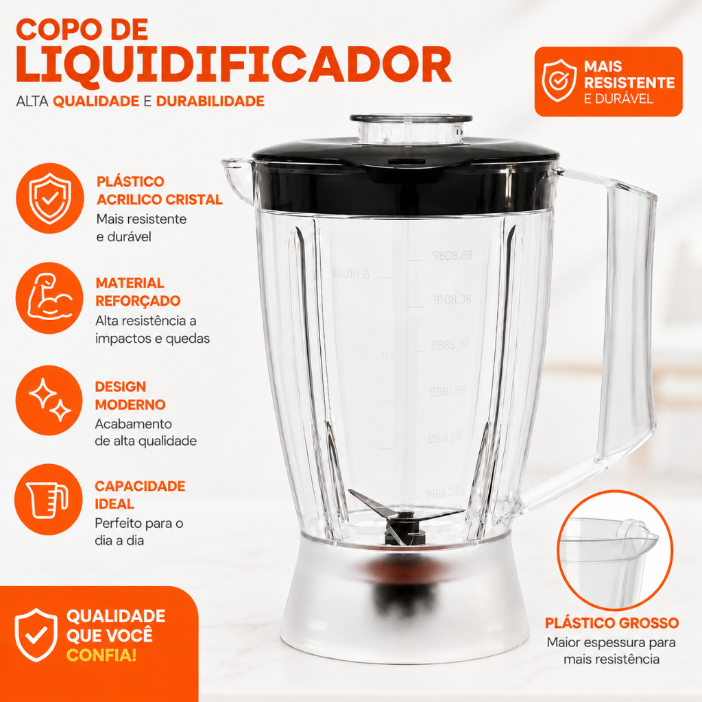 Copo Mondial Easy Power L 550 W Preto Mondial Special Line 550 W Cristal Tampa Preta