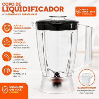 Copo Mondial Easy Power L 550 W Preto Mondial Special Line 550 W Cristal Tampa Preta