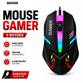 Mouse com fio LED RGB Antiderrapante Kit gamer barato Acessórios gamer para PC LED JOGOS
