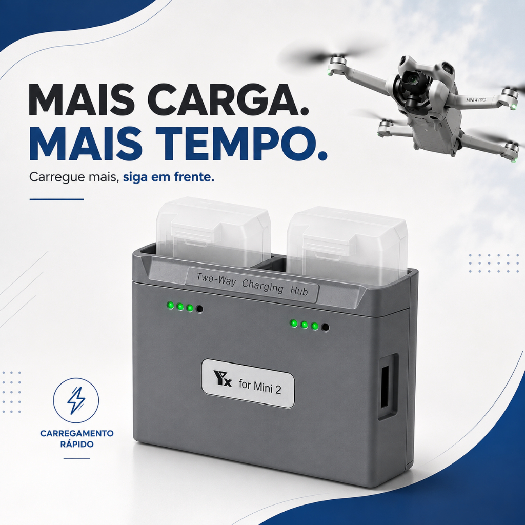 Base De Carregamento P/ 2 Baterias Para Dji Mini 1, 2 E Se