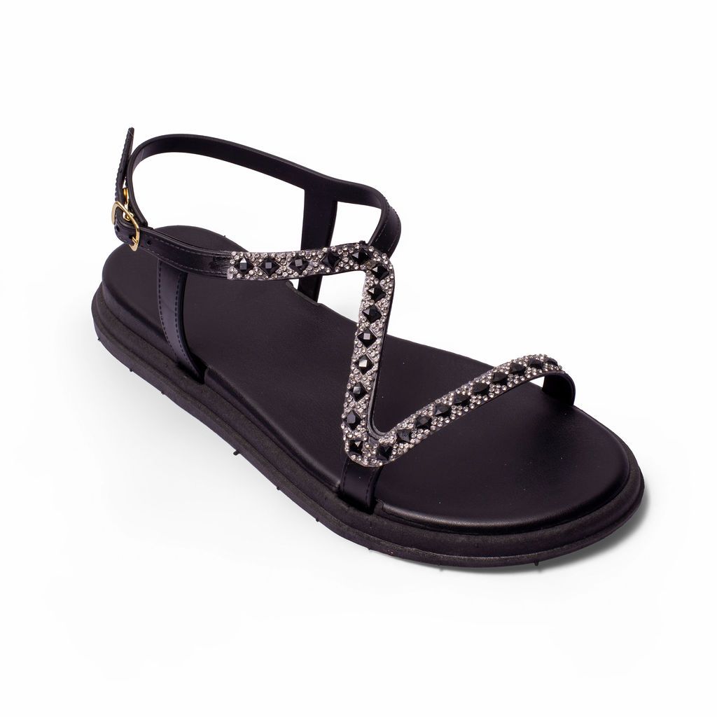 Sandália Papete Feminina Rasteira Brilho Strass Luxo  Elegante Moderna Ajuste Antiderrapante!