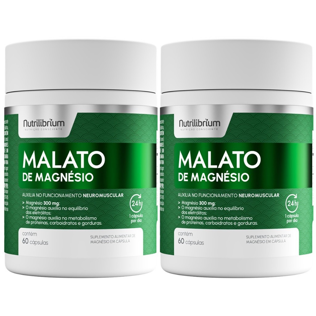 Kit 2x Malato De Magnésio 60 Cápsulas 300mg Premium Nutrilibrium