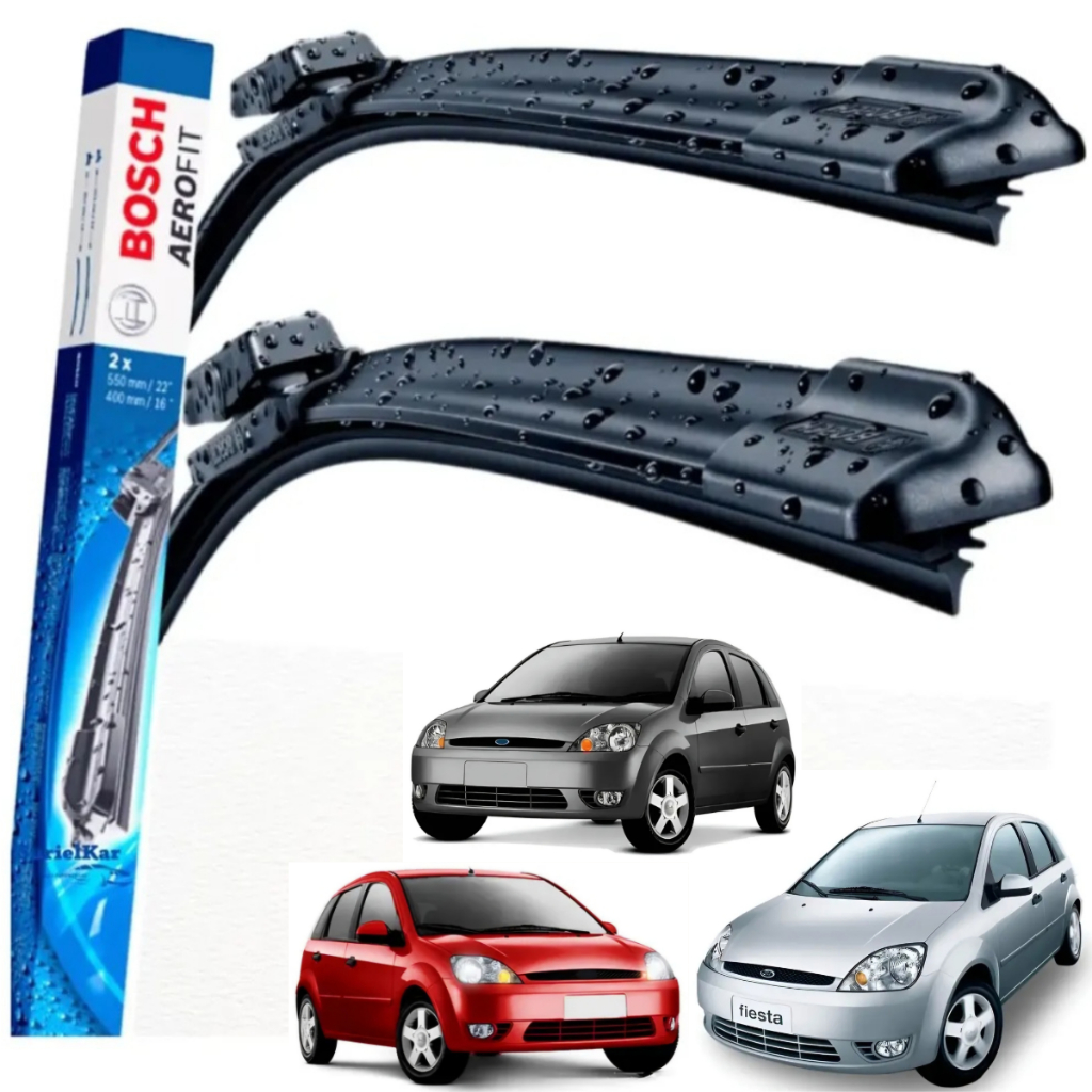 Par Palheta Limpador Parabrisa FORD FIESTA 2002 até 2006 - FIESTA SEDAN 2004 a 2010 ORIGINAL BOSCH