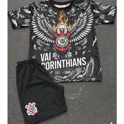 Conjunto Gaviões da Fiel Camisa + Bermuda Infantil e Juvenil
