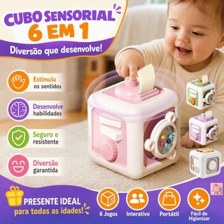6 em 1 Montessori Brinquedos Educativos Sensory Busy Board Baby Practice Skills Drawer Cube Fidget Brinquedos Educativos