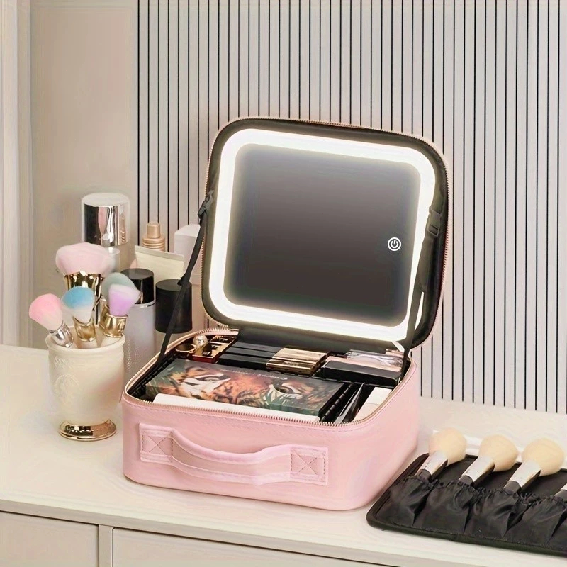 Kit Maleta Maquiagem completo Profissional Com Espelho e Luz Led e paleta de maquiagem TOP -Q10
