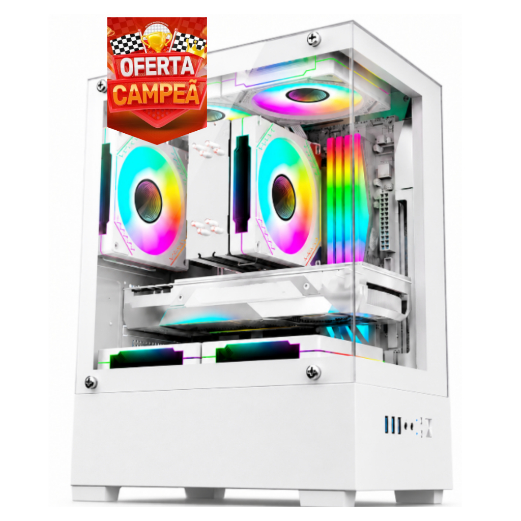 Computador Gamer Intel I5 3470 Memória RAM 16GB Gabinete Aquário Branco Iluminação RGB