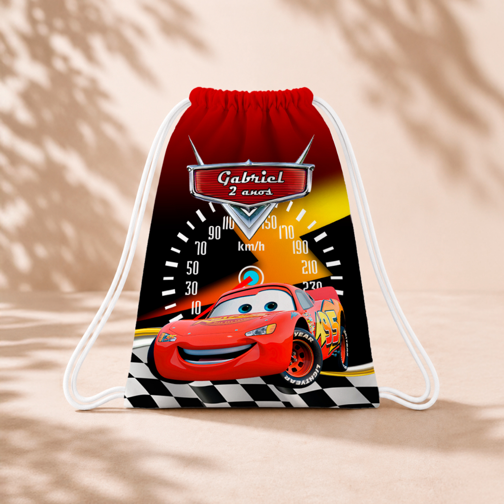 10 Mochila Personalizada Infantil 18x26 Sacolinhas Surpresa Festa Aniversário Lembrancinha Carros M2