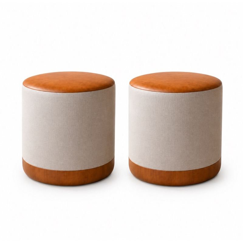 Puff Royal Linho Luxo Kit com 2 Unidades– Banco Decoraçao Sala - Envio Imediato